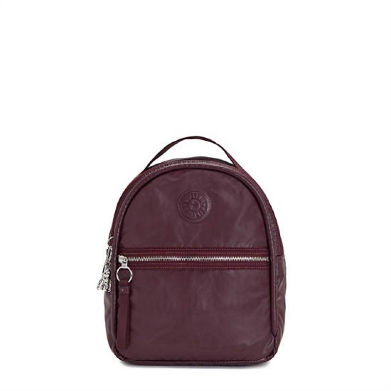 Burgundy Metal Kipling Kae Classic Metallic Backpacks | YGJEFS-310