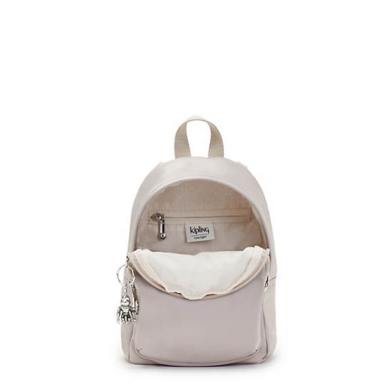 Cream Kipling Delia Compact Metallic Convertible Backpacks | ODCZIL-695