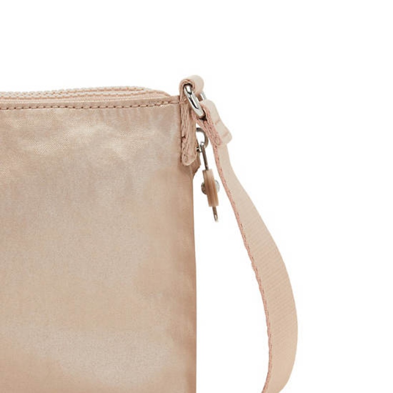 Gold Metal Kipling Boyd Metallic Crossbody Bags | VKYBMP-096