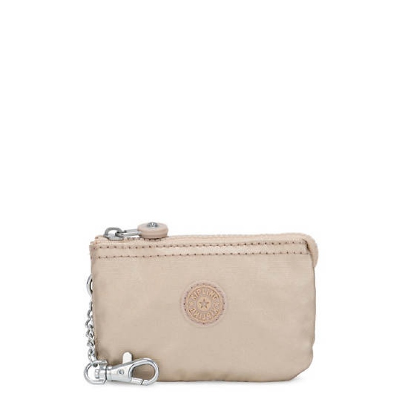 Gold Metal Kipling Creativity Mini Metallic Pouch Keychain Bags | KVPWHE-071