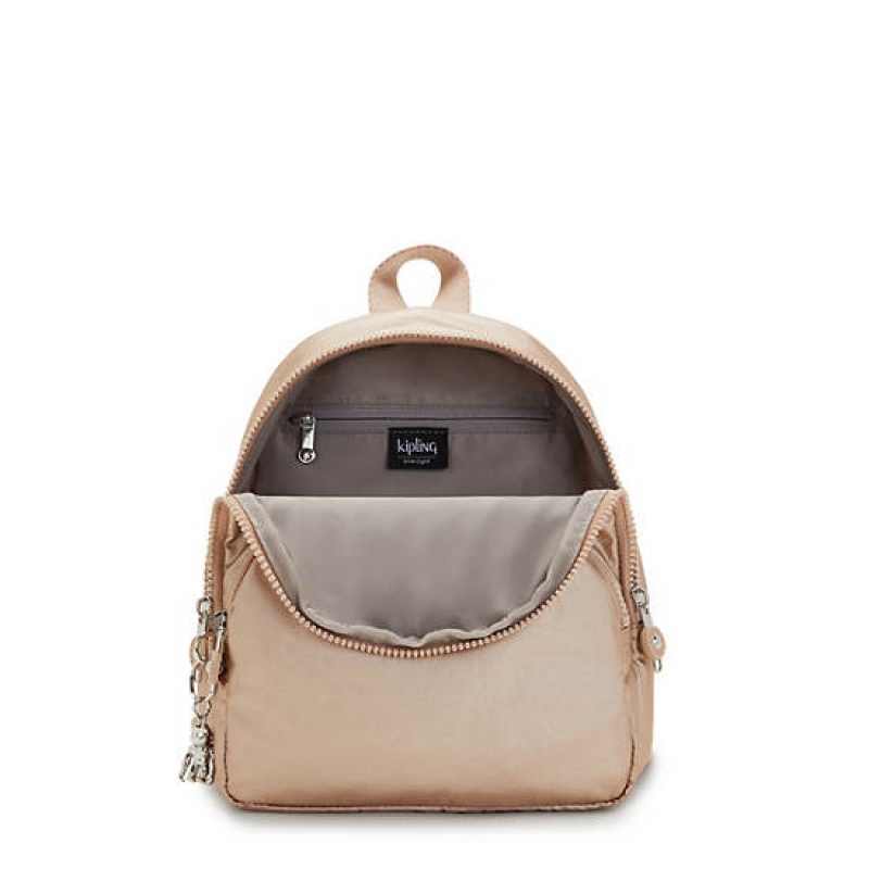 Gold Metal Kipling Paola Small Metallic Backpacks | JXWTSI-268