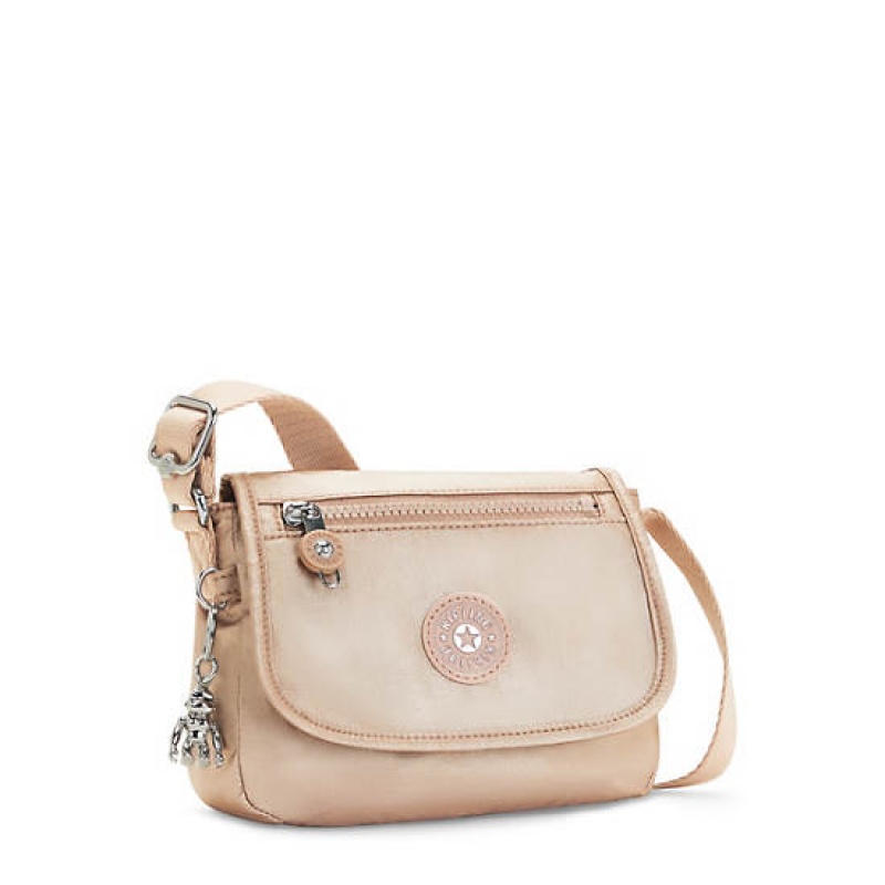 Gold Metal Kipling Sabian Metallic Crossbody Mini Bag | RHUVTA-804