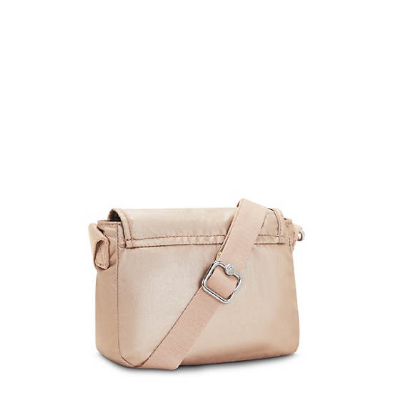 Gold Metal Kipling Sabian Metallic Crossbody Mini Bag | RHUVTA-804