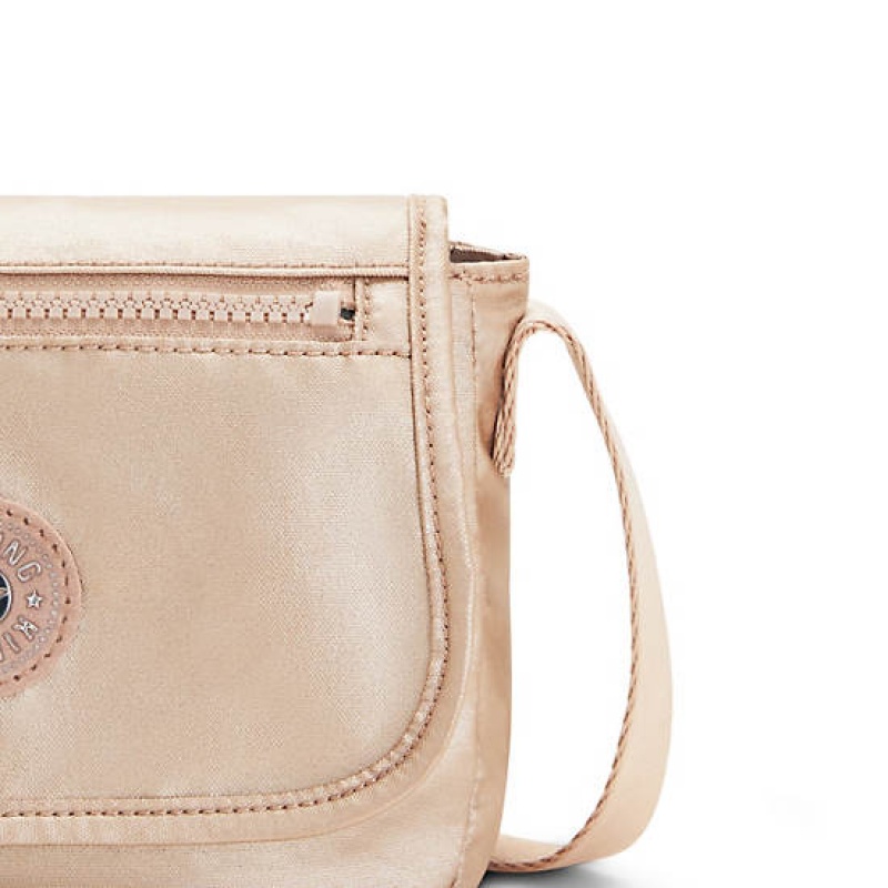 Gold Metal Kipling Sabian Metallic Crossbody Mini Bag | RHUVTA-804