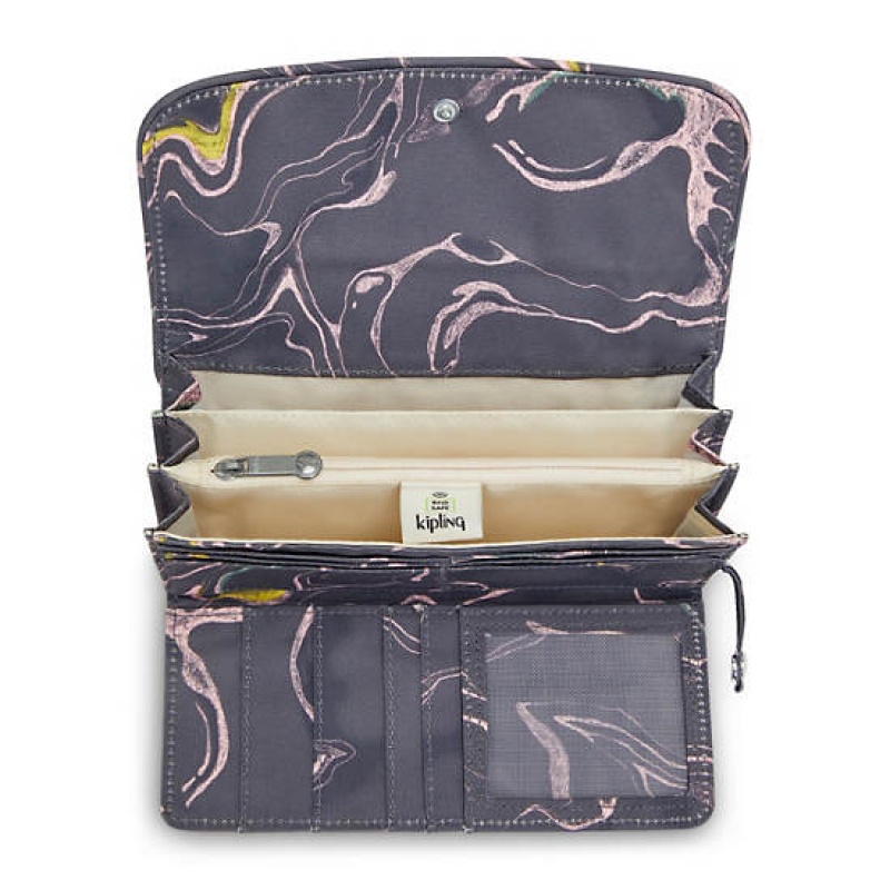 Grey Kipling Money Land Printed Snap Wallet Wallets | ZWBFSQ-540