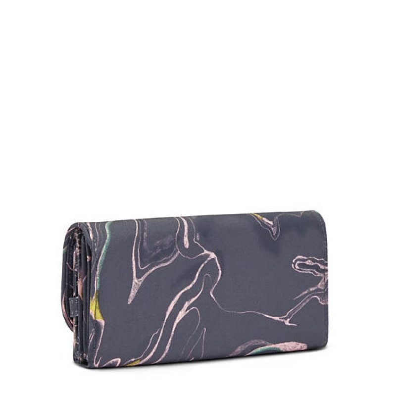 Grey Kipling Money Land Printed Snap Wallet Wallets | ZWBFSQ-540