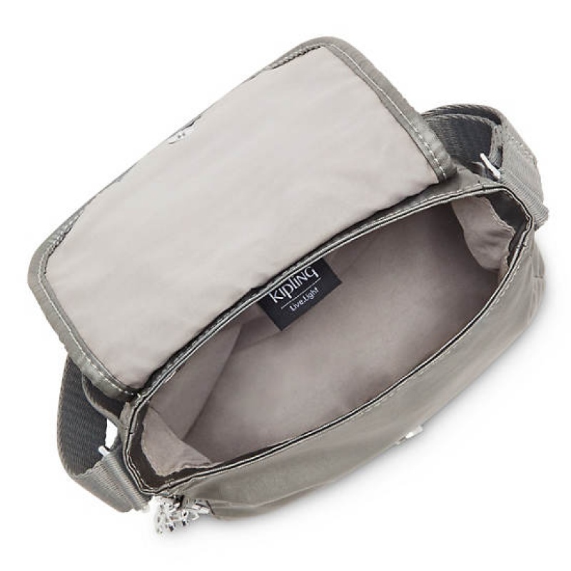 Grey Metal Kipling Sabian Metallic Crossbody Mini Bag | BLYNSZ-379