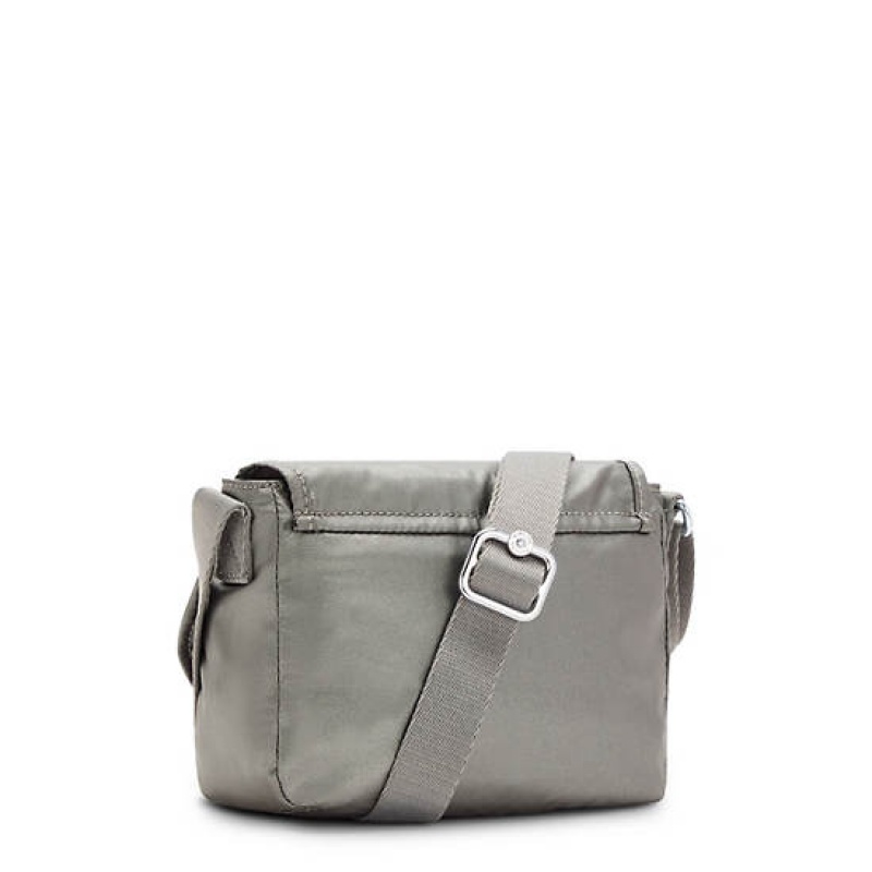 Grey Metal Kipling Sabian Metallic Crossbody Mini Bag | BLYNSZ-379