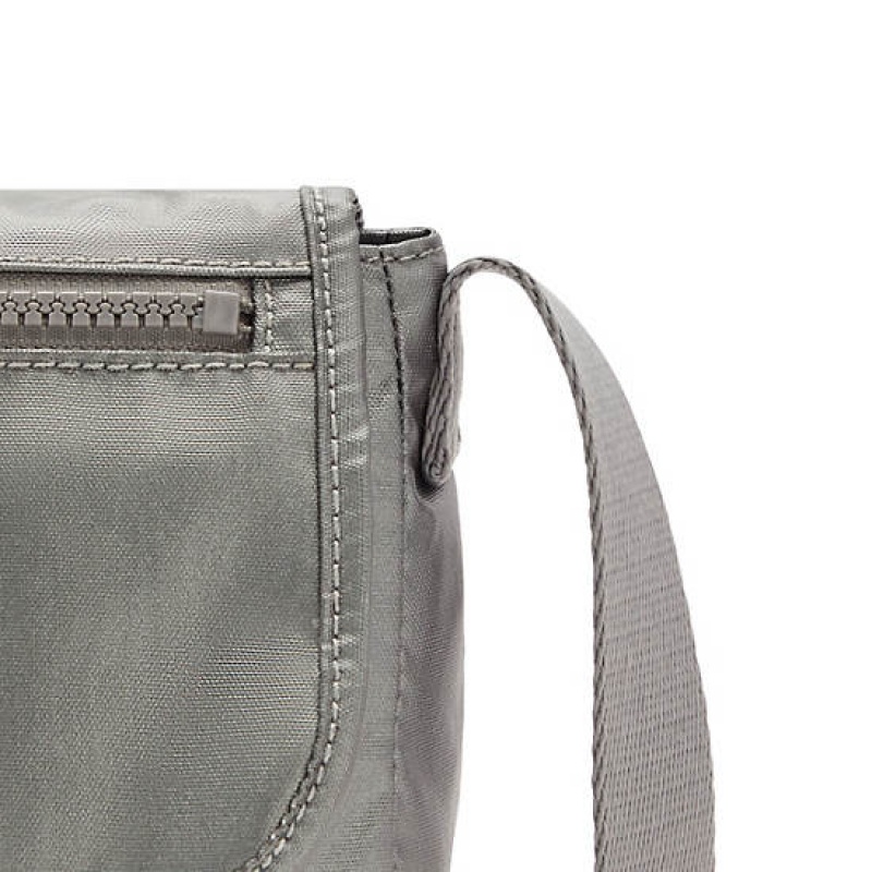 Grey Metal Kipling Sabian Metallic Crossbody Mini Bag | BLYNSZ-379