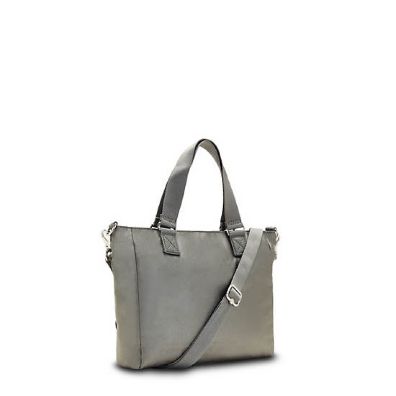 Grey Metal Kipling Venla Metallic Tote Bags | ALVBPS-754