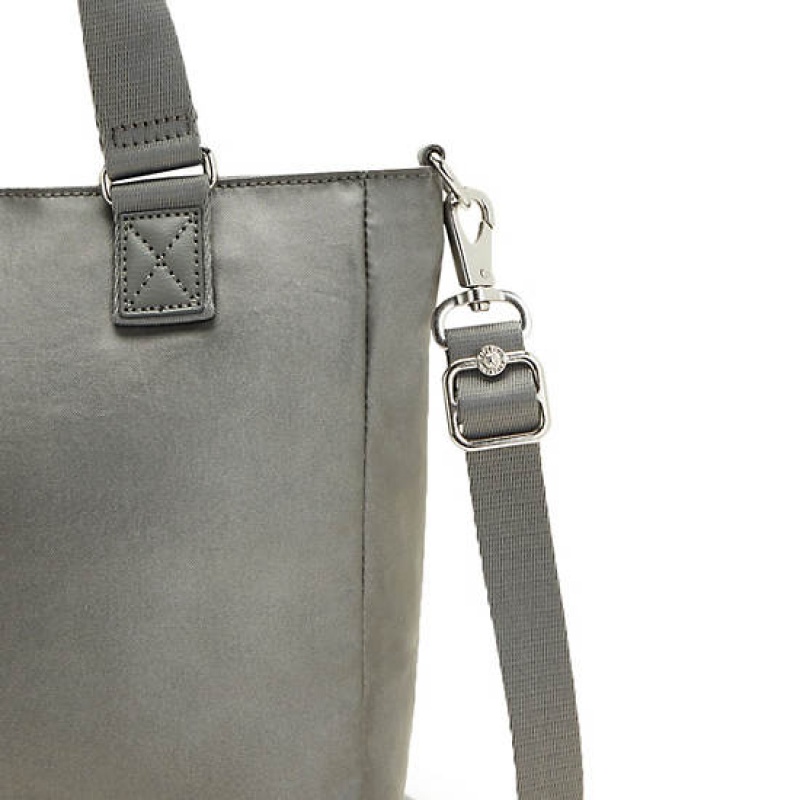 Grey Metal Kipling Venla Metallic Tote Bags | ALVBPS-754