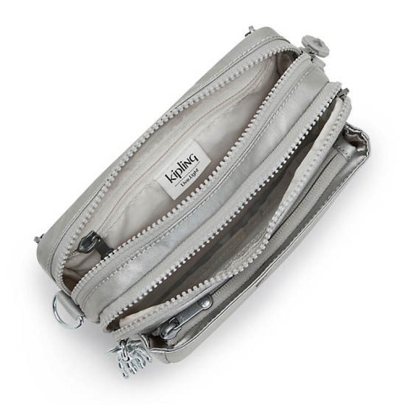 Light Metal Kipling Abanu Multi Metallic Convertible Crossbody Bags | JWZUFE-236