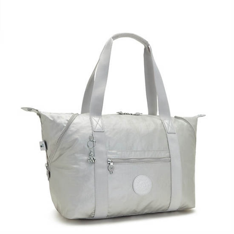 Light Metal Kipling Art Medium Metallic Tote Bags | SADUKF-654