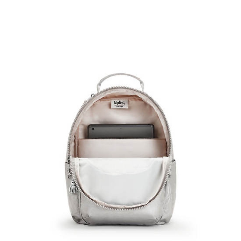 Light Metal Kipling Seoul Small Metallic Tablet Backpacks | LZGPKQ-762