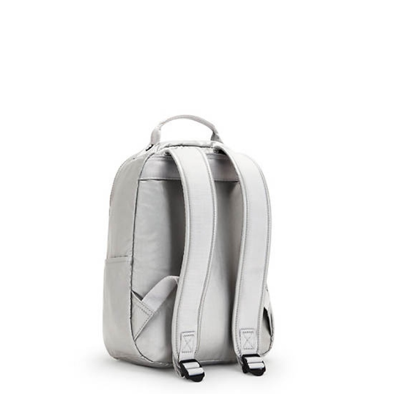 Light Metal Kipling Seoul Small Metallic Tablet Backpacks | LZGPKQ-762