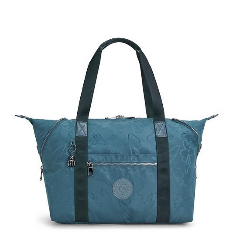 Navy Grey Kipling Art Medium Iconic Tote Bags | HUFVGQ-630