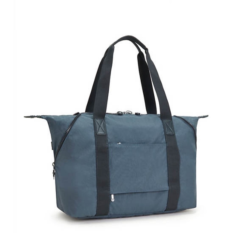 Navy Grey Kipling Art Medium Iconic Tote Bags | XVZUQP-941