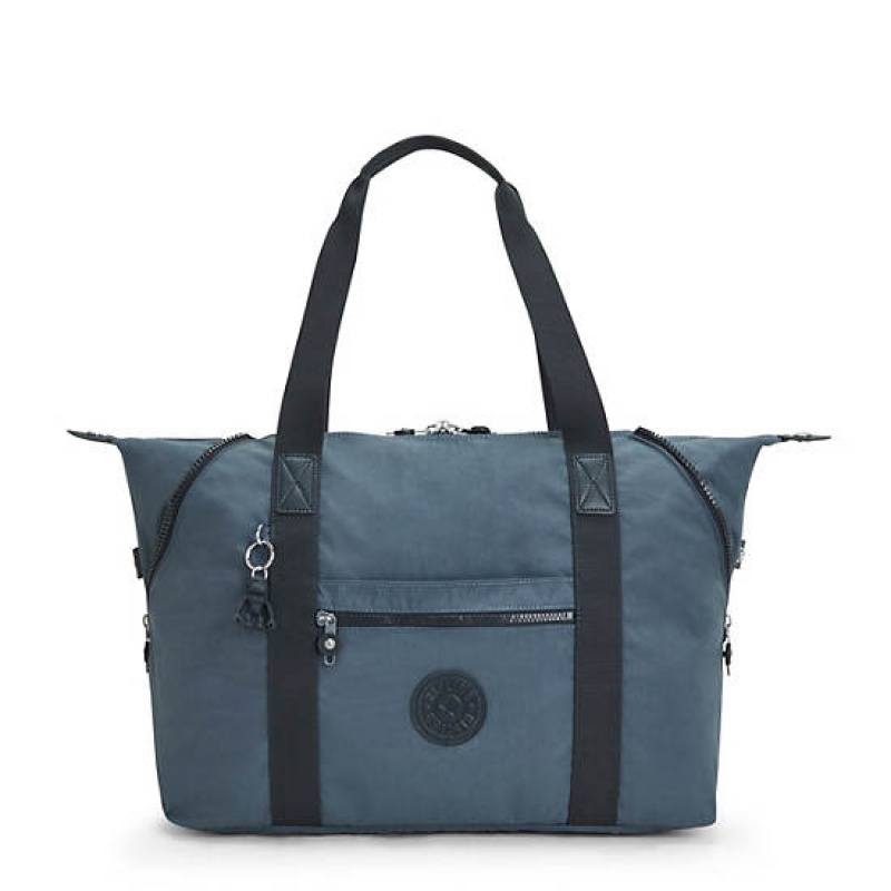 Navy Grey Kipling Art Medium Iconic Tote Bags | XVZUQP-941