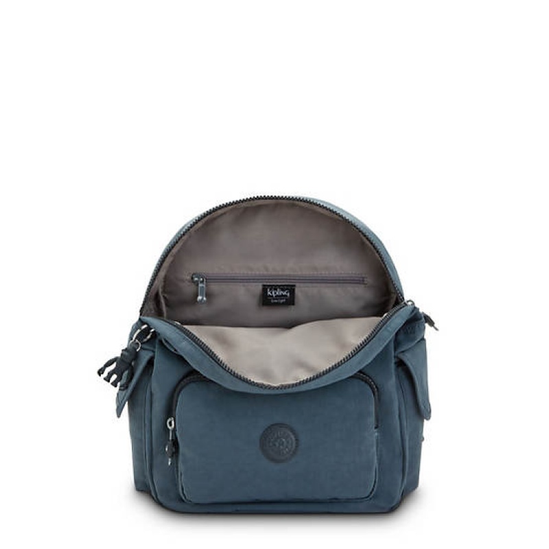 Navy Grey Kipling City Pack Small Backpacks | QOBMIW-726