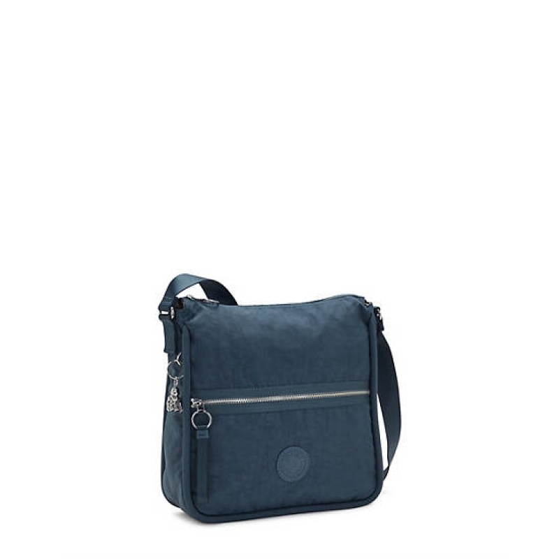 Navy Grey Metal Kipling Oswin Shoulder Bag Bags | ZYVCOS-139