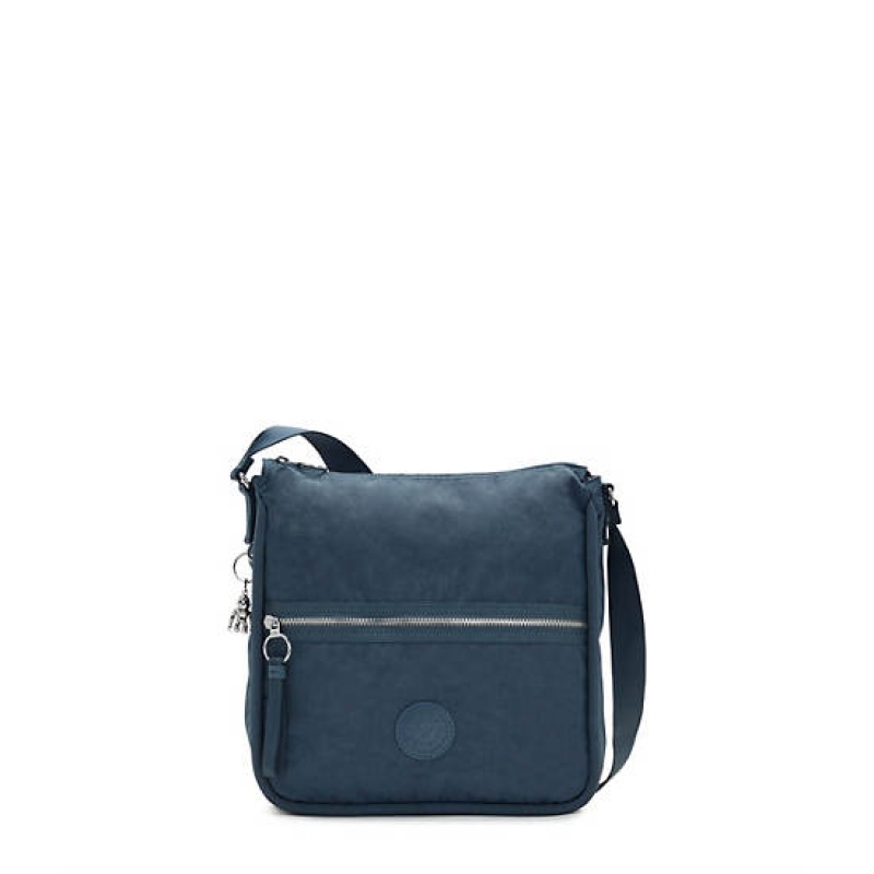 Navy Grey Metal Kipling Oswin Shoulder Bag Bags | ZYVCOS-139