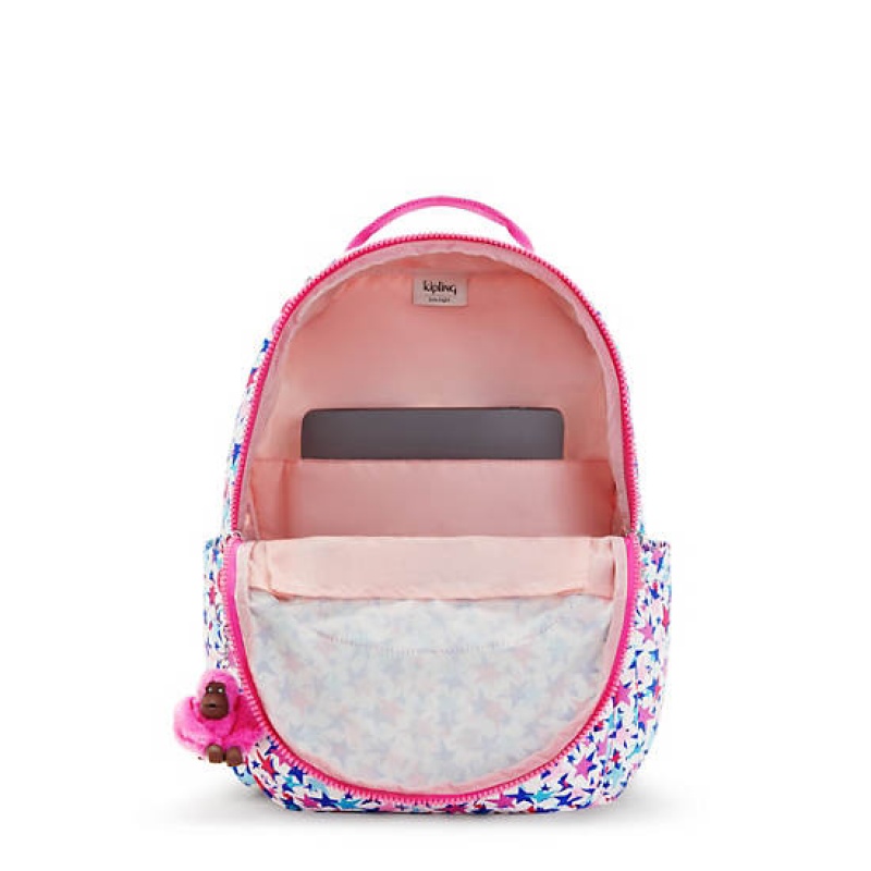 Pink Kipling Seoul Large Printed 15