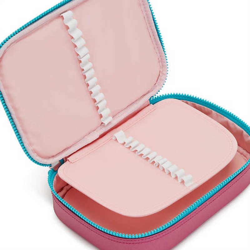 Pink Metal Kipling 100 Pens Metallic Case Bags | ECDHMT-687