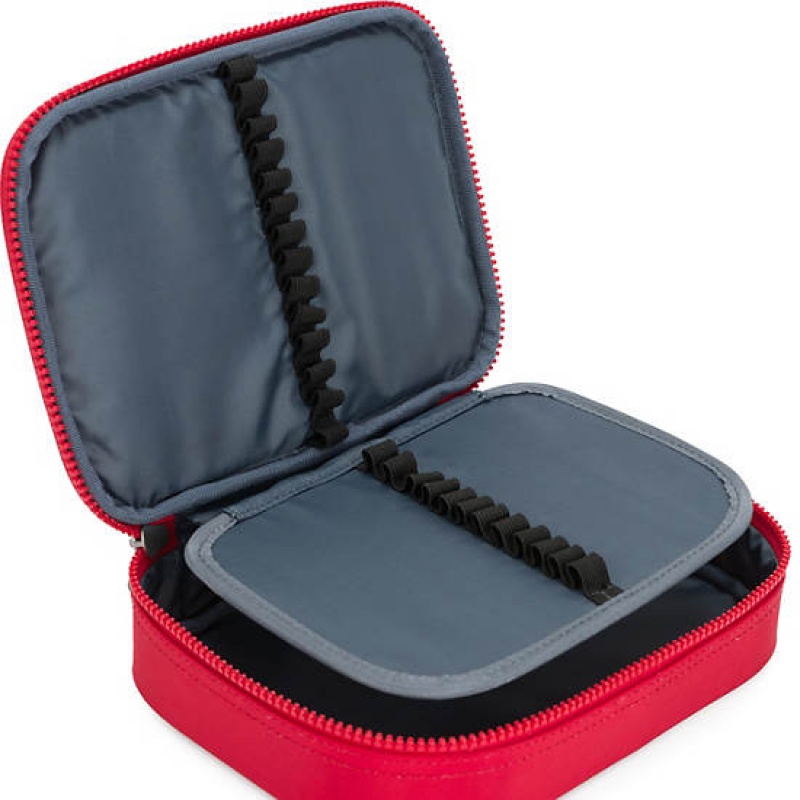 Red Dark Red Kipling 100 Pens Case Bags | SINYDL-697