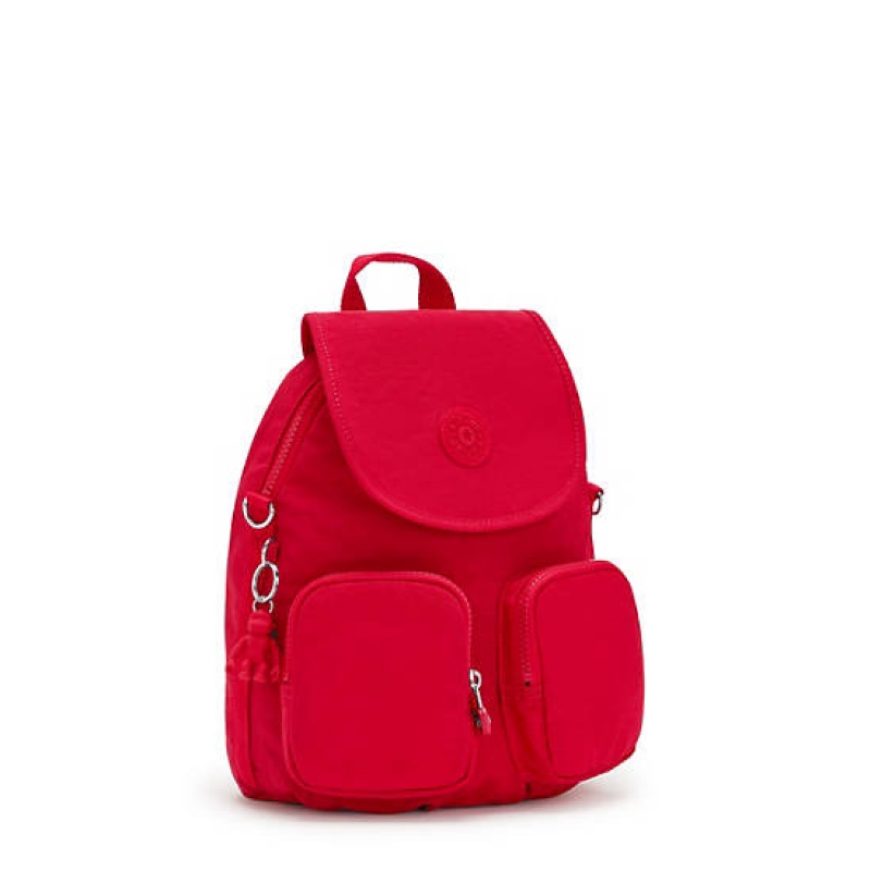 Red Dark Red Kipling Firefly Up Convertible Backpacks | PIDNEO-260