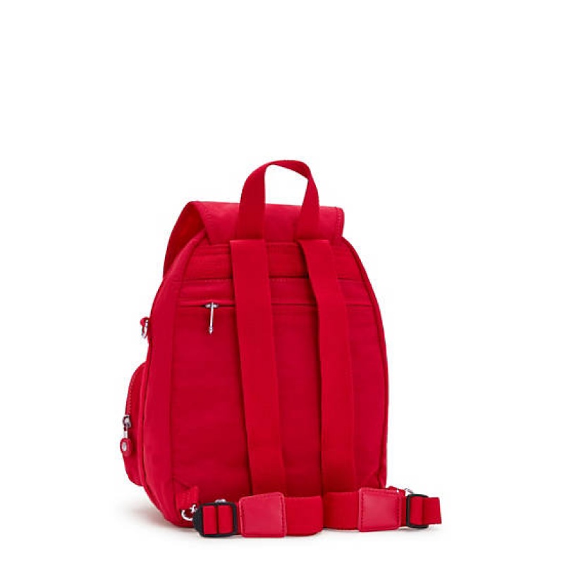 Red Dark Red Kipling Firefly Up Convertible Backpacks | PIDNEO-260