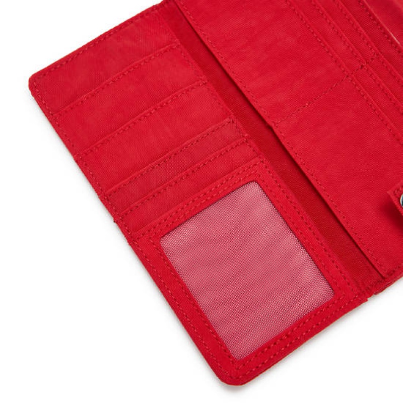 Red Dark Red Kipling Money Land Snap Wallet Wallets | GTFUAI-976