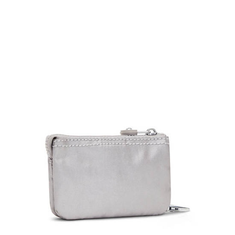 Silver Metal Kipling Creativity Mini Metallic Pouch Keychain Bags | GYTDIQ-582