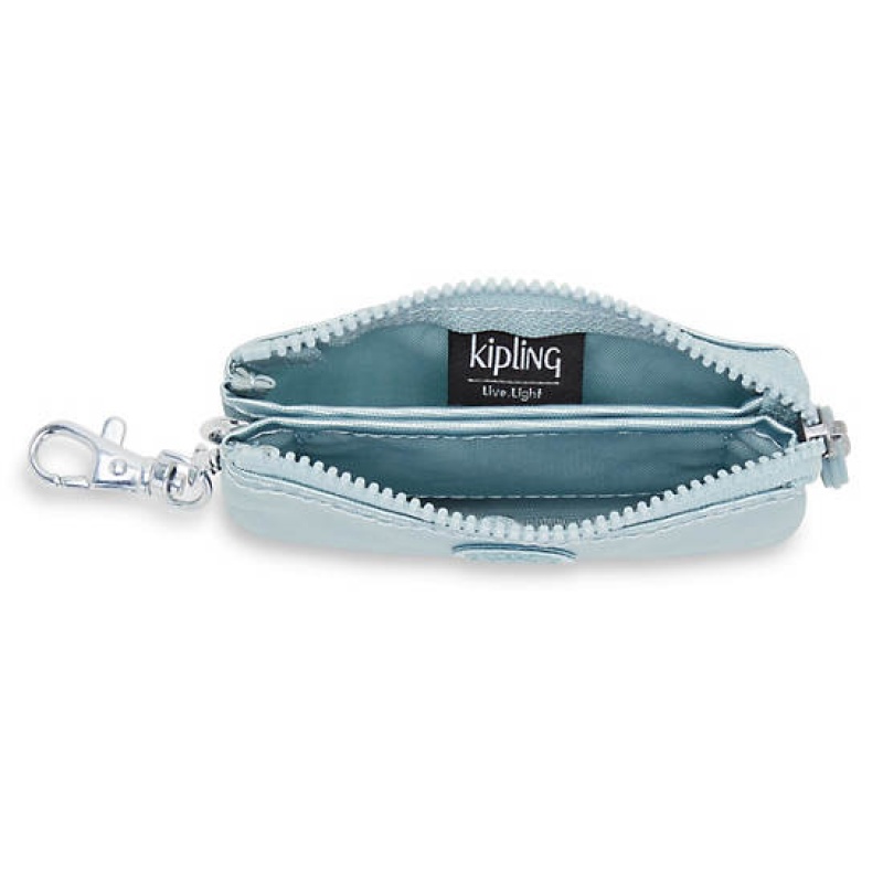 Turquoise Metal Kipling Creativity Mini Metallic Pouch Keychain Bags | OEBFIY-815