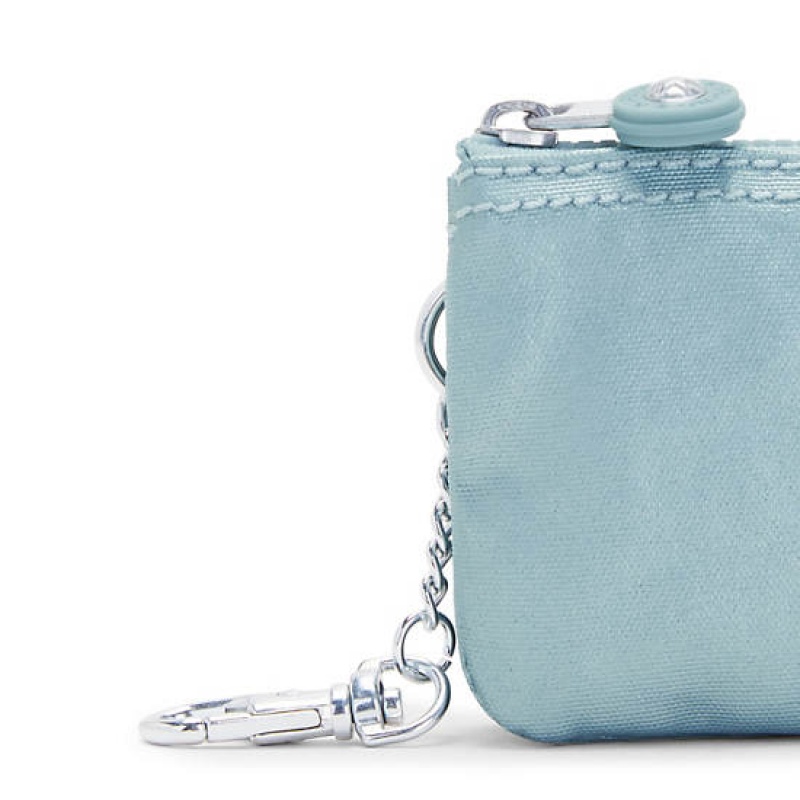 Turquoise Metal Kipling Creativity Mini Metallic Pouch Keychain Bags | OEBFIY-815