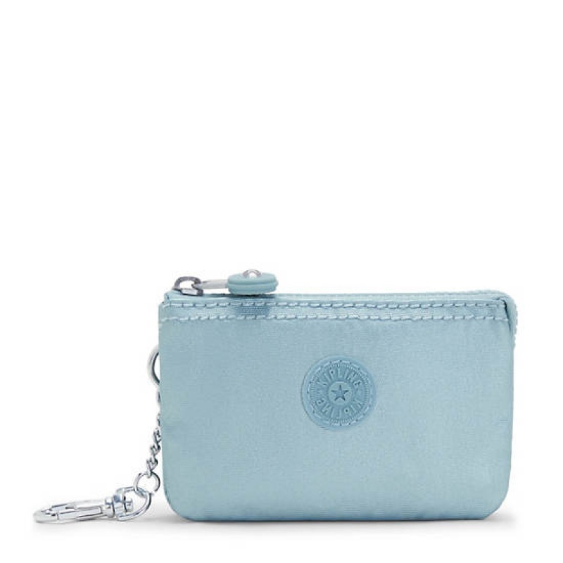 Turquoise Metal Kipling Creativity Mini Metallic Pouch Keychain Bags | OEBFIY-815